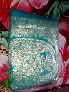 Elegant Turquoise Banarasi Saree