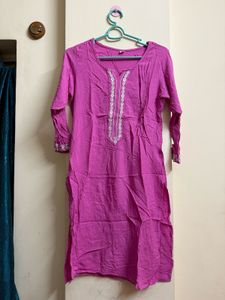 Vibrant Pink Embroidered Kurta