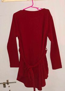 Maroon Peplum Top with Belt