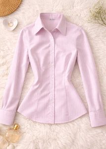 Chic Pink Striped Button-Down Shirt