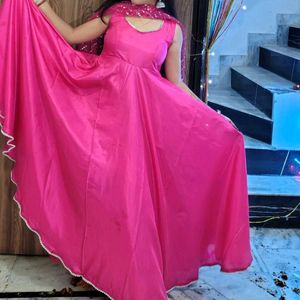 Beautiful Pink Ethnic Anarkali With Duppata