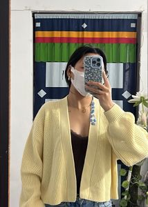 Cute Yellow Knit Cardigan