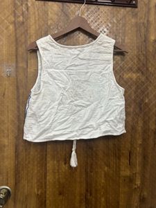 Embroidered White Crop Vest(Brand new )