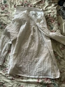 Classic White and grey  Pleated Shirt combo.