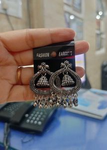 Oxidised Jhumka Earrings