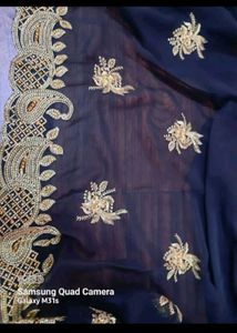 Elegant black  Embroidered Saree