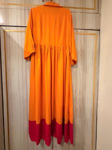 Vibrant mustard &amp; Fuschia Pink full length kurta