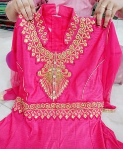 3 piece set ,Stunning Pink Anarkali Dress