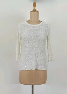 AND  off white Sequin Embellished sweater top
