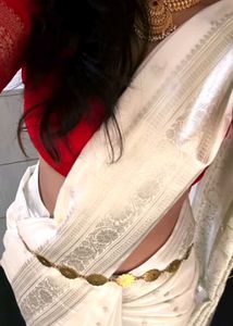 Elegant Off-White Saree with Intricate Border