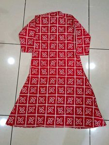Red &amp; White Patterned Dress