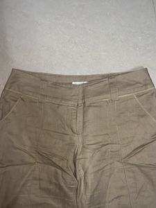 Beige Bootcut Trousers