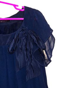 Elegant Navy Blue Chiffon Dress