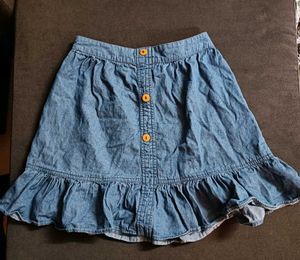 Blue Denim Button-Up Skirt