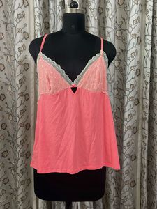 Cute Pink Lace Trim Camisole
