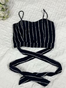 Striped Wrap Crop Top (padded)