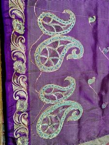 Elegant Purple Embroidered Saree