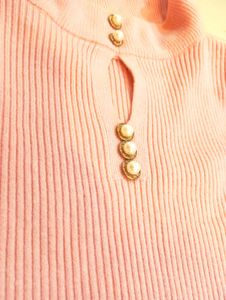 Pink Ribbed Mock Neck Top