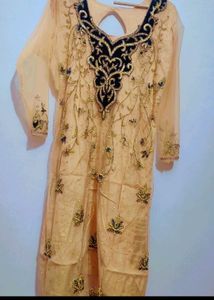 Tan Party Wear Kurta With Dupatta For 36 Bust