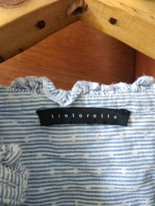 Blue Striped Ruffle Blouse💙