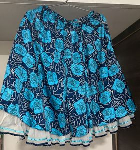 Blue Floral Print casual Skirt