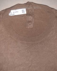 ZARA Mocha-Brown Fine-Knit Top — Rare-to-Find