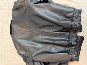 Black Faux Leather Bomber Jacket