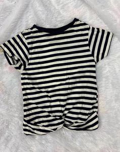 Striped Twist-Front Tee