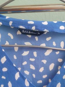 Blue &amp; White Printed knee length dress
