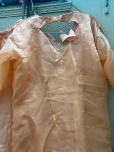 Peach Embroidered Kurta Set with dupatta