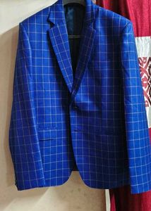 Men's Blue Plaid Blazer