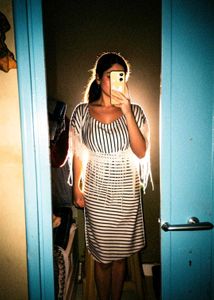 Striped Midi Dress with Tassel Detail