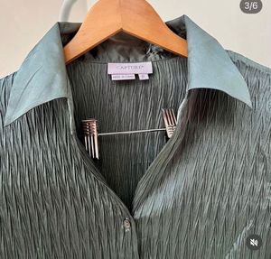 Elegant Pleated Button-Up Shirt