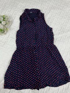 Navy Blue Heart Print Dress