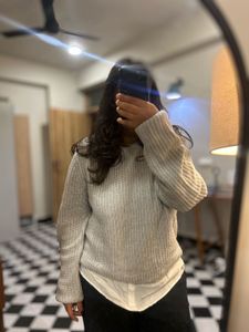 H&M Gray Layered Look Sweater