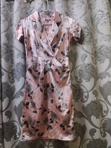 Elegant Pink Floral Wrap Dress