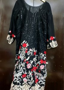 Black Designer Plazo Suit With Dupatta 44 Bust