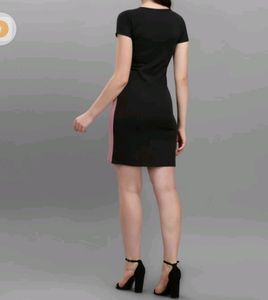 Women Bodycon Pink Black Dress