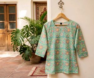 Floral Print Cotton short kurti