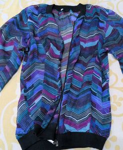 Chevron Print Bomber Jacket