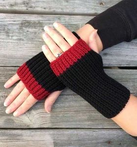 Red & Black Fingerless Gloves