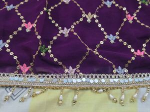 Embellished Purple Dupatta with Sequins & Beads