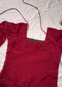 Maroon Embroidered Kurta