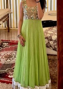 Elegant Green Embroidered Anarkali suit