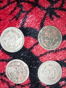 Vintage 25 Paise Coins - 1936 Collection