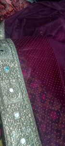 net dott saree with mirror work border