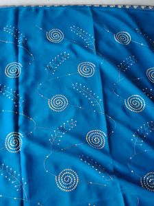 Vibrant Blue Sequin Saree