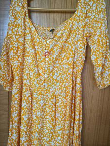 Yellow Floral Midi Dress