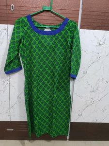 Green & Blue block Printed Kurta Set