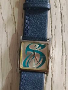 Vintage Blue Leather Strap Watch